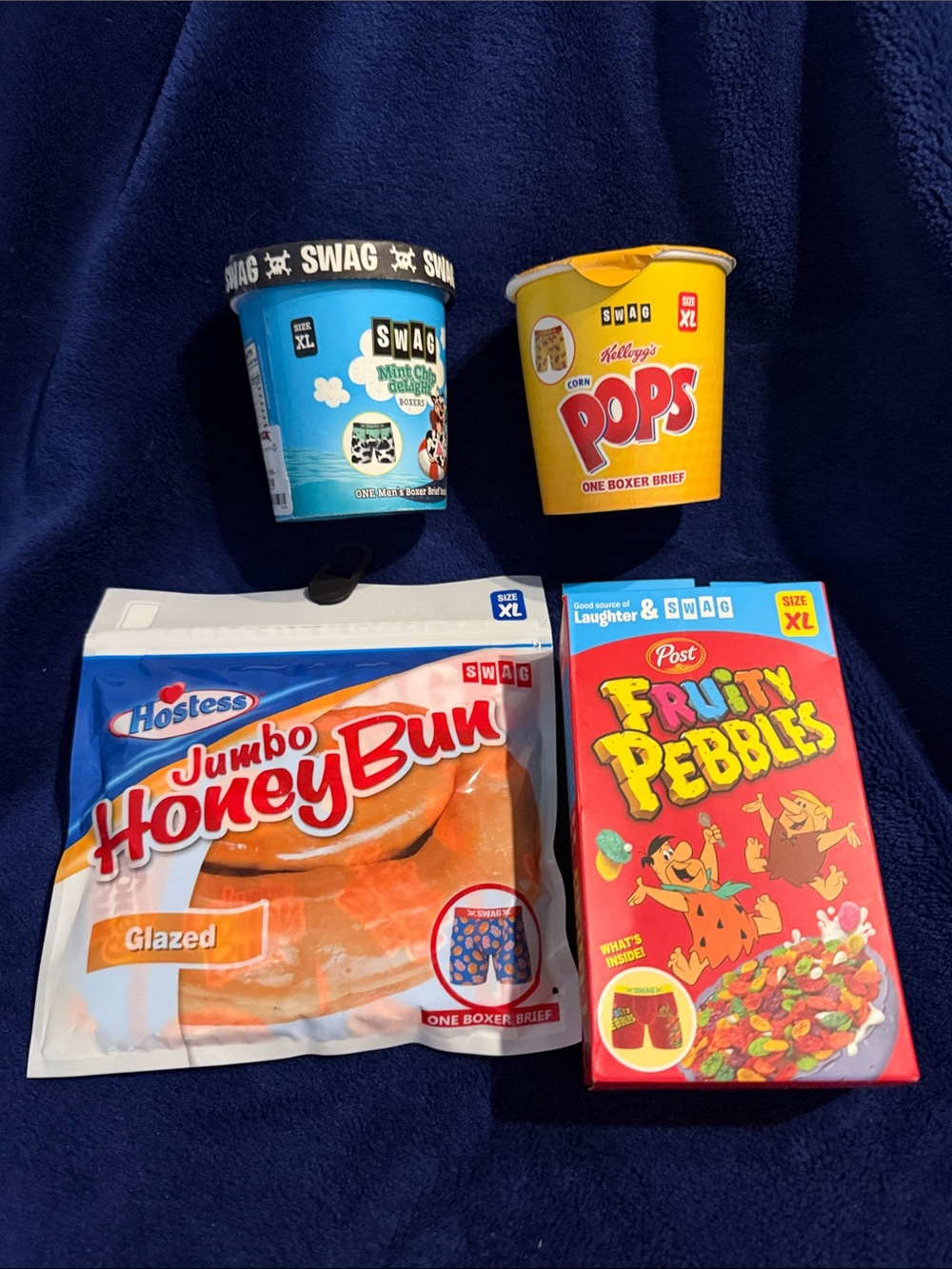 Swag Flavors! 4 pack set of X-Large soft boxes with a side of snack appeal!